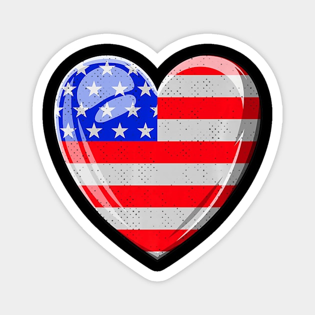 USA Heart Shape American Flag Patriotic Pride 4th Of July Magnet by crowominousnigerian 