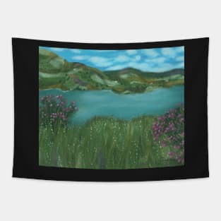 Lake In Spanish Countryside Tapestry