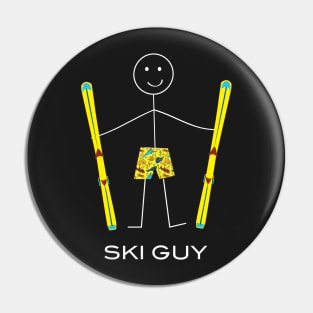 Funny Mens Skiing Ski Guy Pin