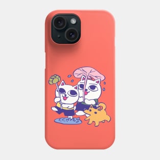 I draw some pastel nekojiru playing in the rain / cat soup manga 05 Phone Case