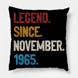 Legend Since November 1965 Tee 55th Birthday Gifts 55 Years Old Pillow