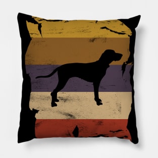 Bluetick Coonhound Distressed Vintage Retro Silhouette Pillow