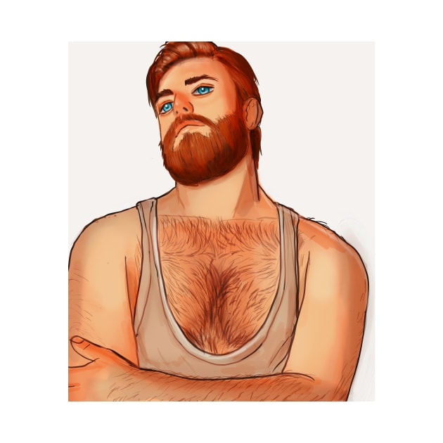 ginger bearded man by leosketches9