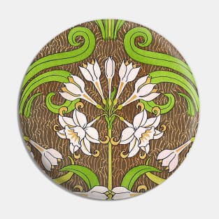 relief with vintage flowers in medieval style Pin