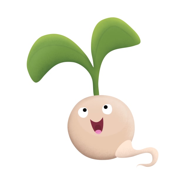 Cute happy seed sprout cartoon illustration by FrogFactory