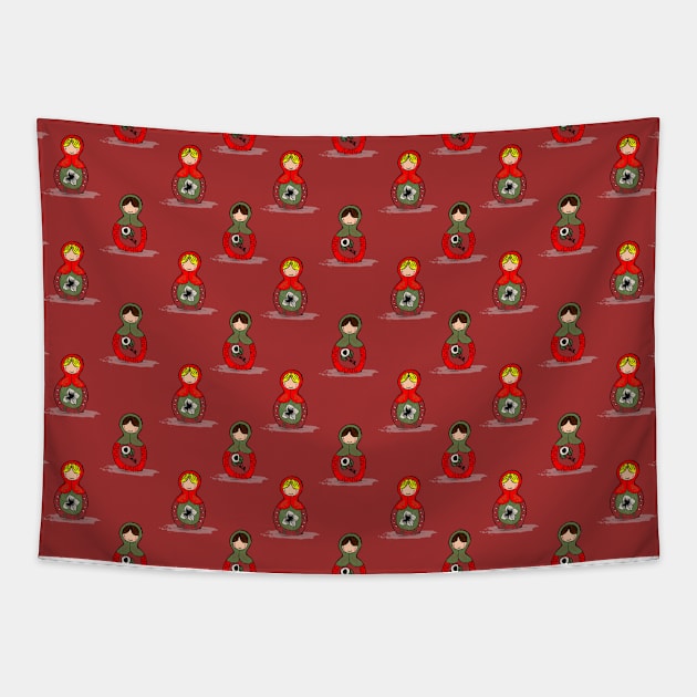 Matryoshka Red Tapestry by TheTinyGraphics