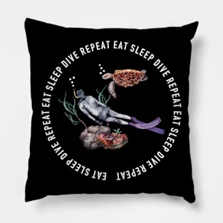 eat sleep dive repeat Pillow