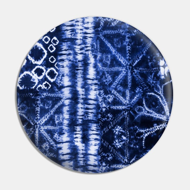 Dark Blue Summer Tie Dye Batik Wax Tie Die Print Pin by podartist