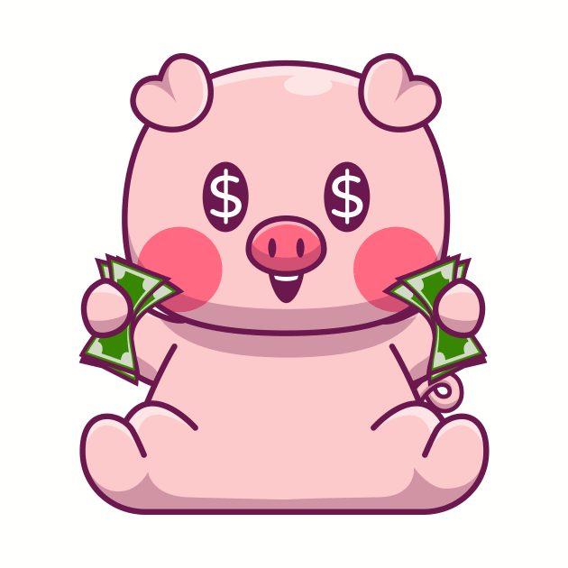 Cute pig holding paper money by Catalyst Labs