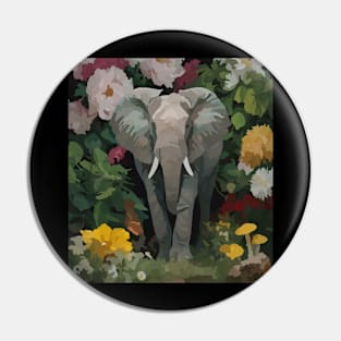 watercolor flowers surrounding a wild elephant Pin