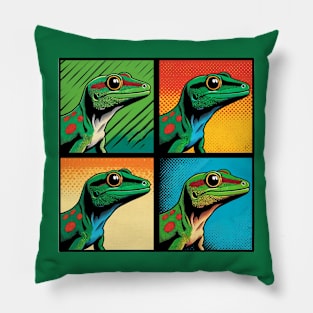 Giant Day Gecko Pop Art - Cool Lizard Pillow