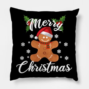 Merry Christmas Happy Gingerbread Santa Claus Pillow