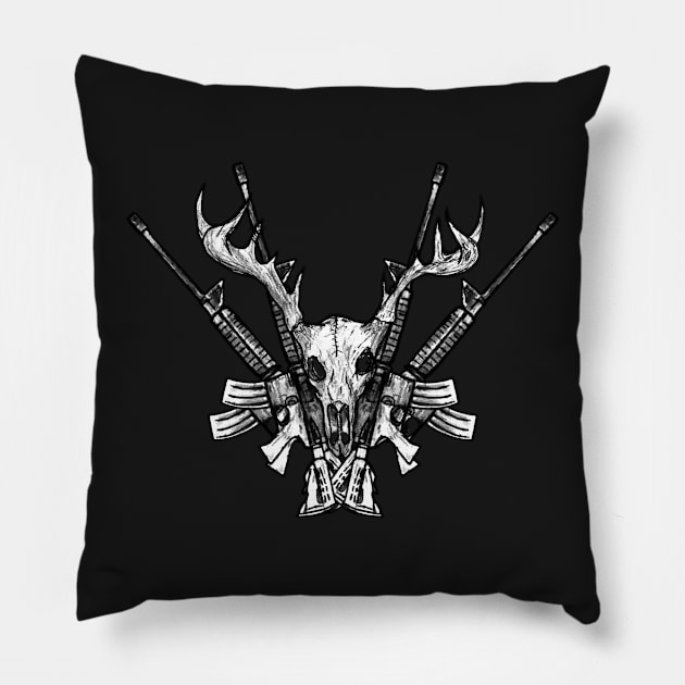 Deer Head Hunter Pillow by fixedthor