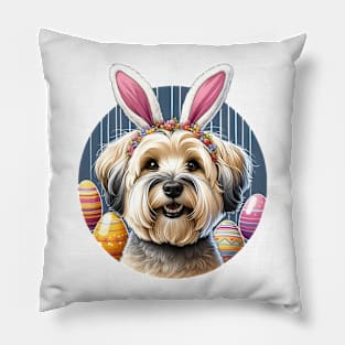 Dandie Dinmont Terrier Celebrates Easter with Bunny Ears Pillow