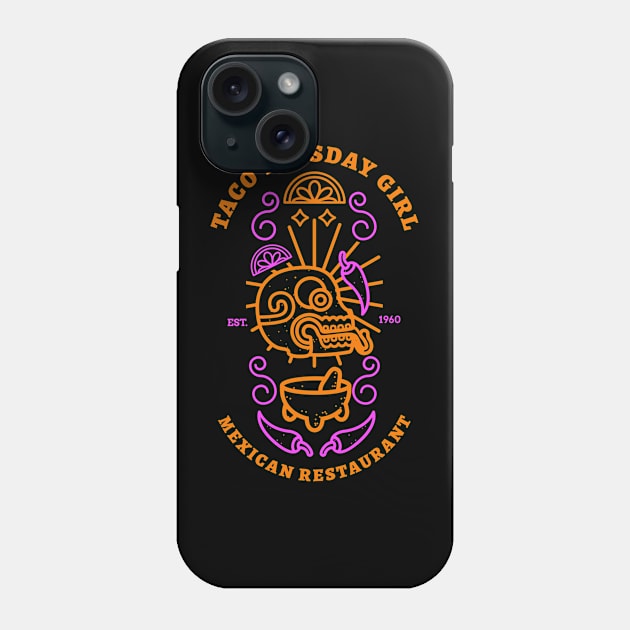 Taco Tuesday Girl Mexican Restaurant Phone Case by Funny Stuff Club