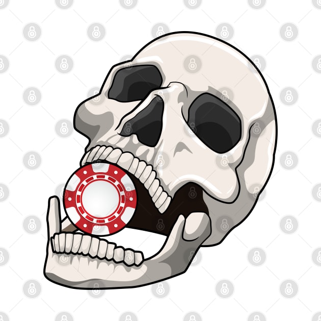 Skull with Poker chip by Markus Schnabel