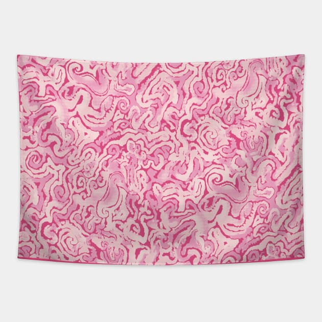 Pink Seahorse Spirals Tapestry by Carolina Díaz