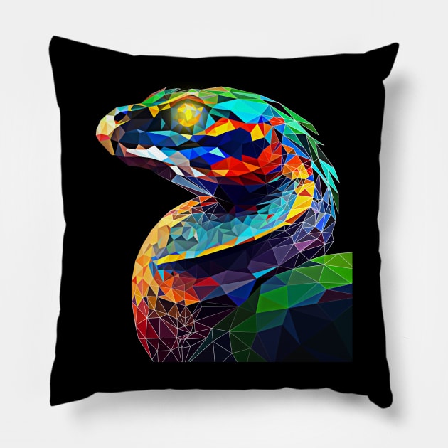 Snake portrait Pillow by Jackson Lester