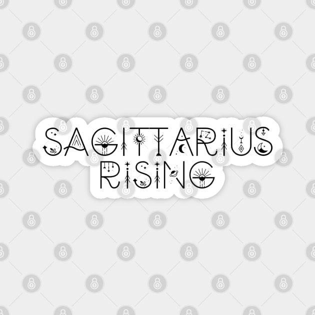 Sagittarius rising sign celestial typography Magnet by lilacleopardco