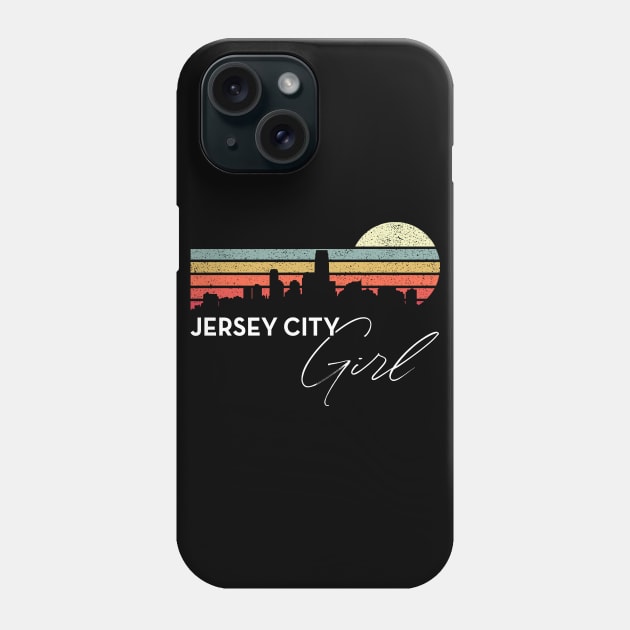 Jersey City Girl Retro Sunset City Skyline Souvenir Phone Case by grendelfly73