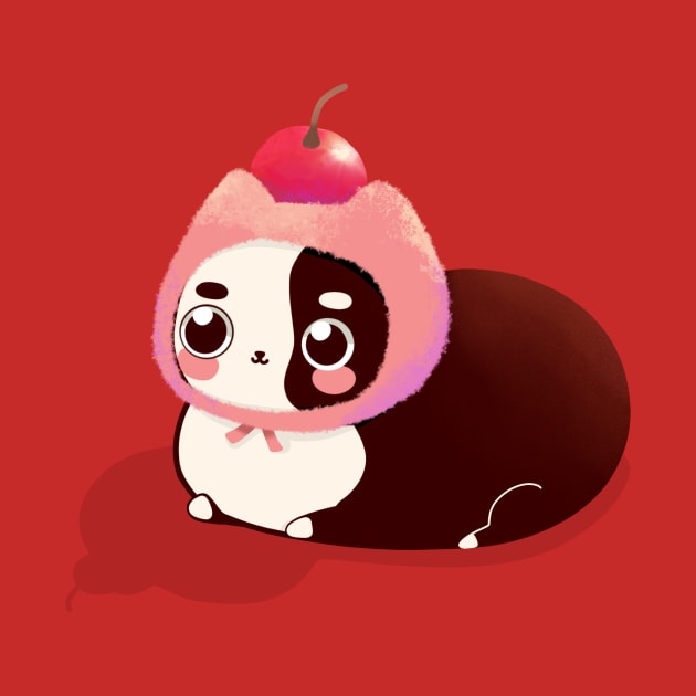 Cat in a Pink Fluffy Hat with a Cherry on Top by Rinco Ronki