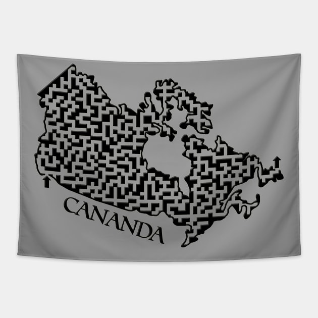 Canada Outline Maze & Labyrinth Tapestry by gorff