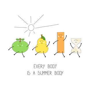 Body positive illustration with cartoon body types - an apple, a pear, a rectangle and an hourglass T-Shirt