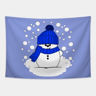 Cheeky Christmas Snowman with Royal Blue Hat and Scarf Tapestry