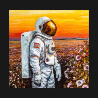 Astronaut with sunflowers - surreal landscape T-Shirt