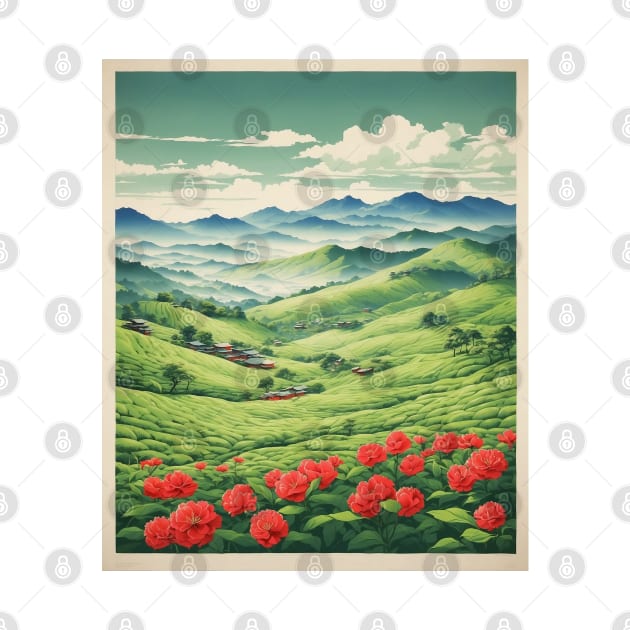 Boseong Green Tea Fields South Korea Travel Tourism Retro Vintage Art by TravelersGems