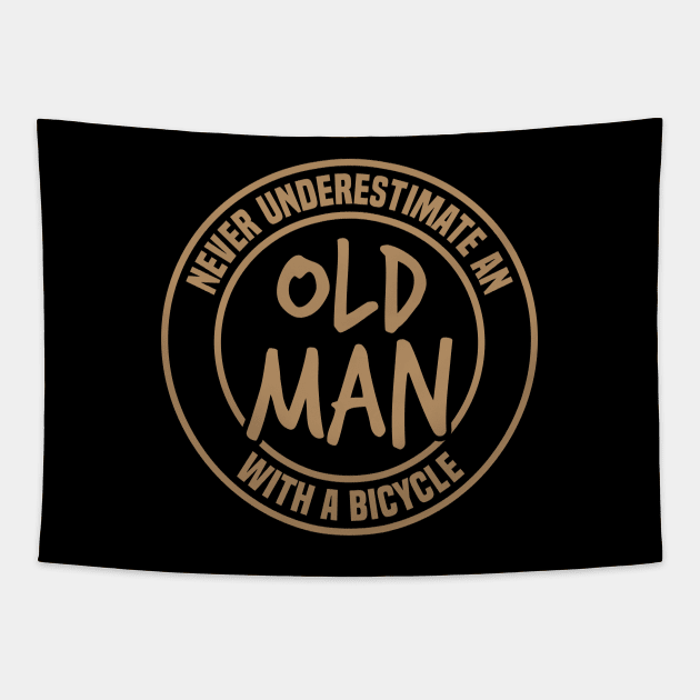 Never Underestimate an Old Man with A Bicycle Bicycling Tapestry by FOZClothing