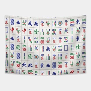 Random Assorted Mahjong Game Tiles in a Flat Wall Pile. It's Mahjong Time! Tapestry