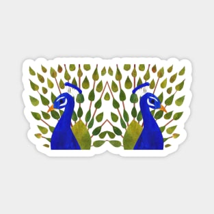 Twin Peacocks Magnet