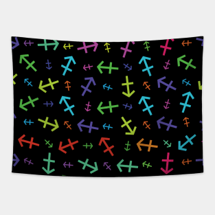 Pattern Sagittarius Zodiac Sign Horoscope Astrology Symbol Black Tapestry