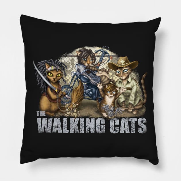 The Walking Cats Pillow by GeekyPet