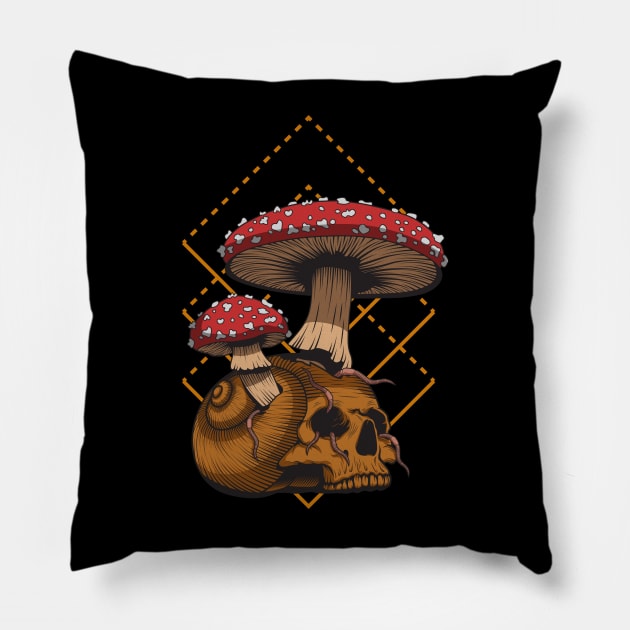Snail Skull Pillow by VoidArtWear