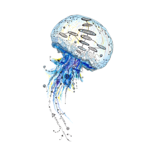 Watercolor and Ink Jellyfish Painting - Jellyfish - T-Shirt