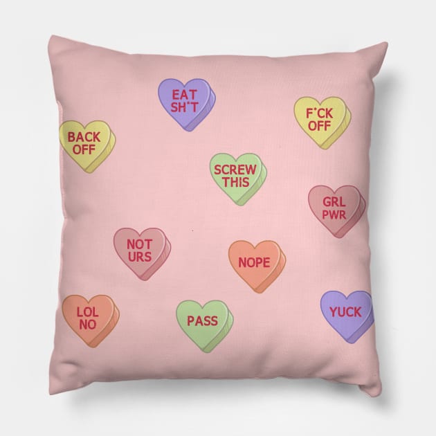 Feminist Stickers, feminism sticker, grl pwr, conversation hearts Pillow by The Brooklyn Vibe