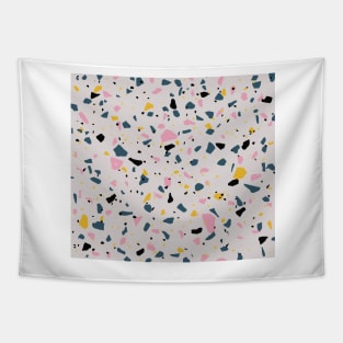 Terrazzo with grey, pink, yellow, and dark blue colours Tapestry