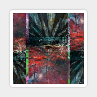 crimson city in ecopop landscape jungle collage Magnet