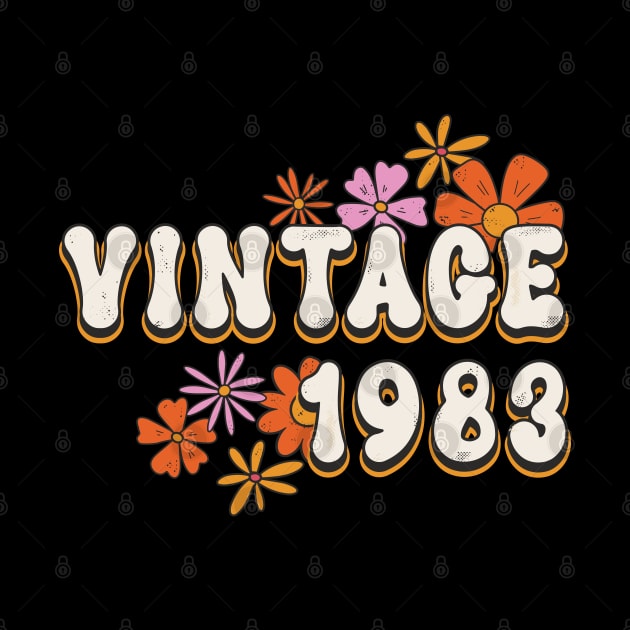 40th Birthday Vintage 1983 Womens Retro Groovy Style by FloraLi