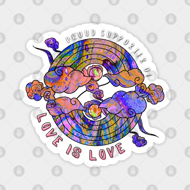 Proud Supporter of Love is Love Rainbows - Pink Rainbow Tie-Dye Magnet by v_art9