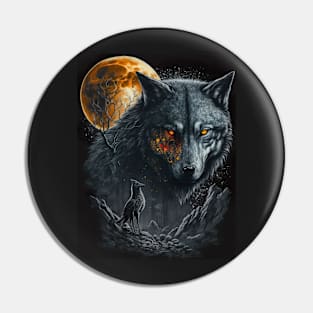 Wolf with orange spark Pin