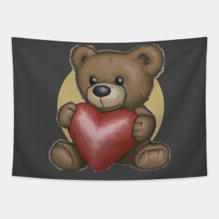 Teddy bear holding a heart shape Tapestry