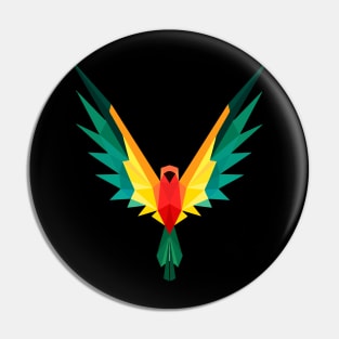 Magnificent Parrot Poly - Colorful Parrot Polygon Design Pin