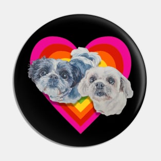 Super cute Shiz Tzus on a rainbow heart! Pin