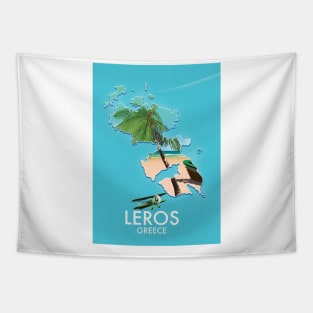 Leros Greece Map Tapestry