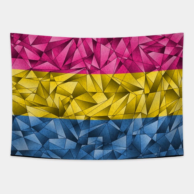 Abstract Fractal Triangles Pansexual Pride Flag Pattern Tapestry by LiveLoudGraphics