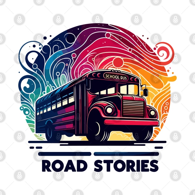 Artistic silhouette of a school bus, Road Stories by Vehicles-Art