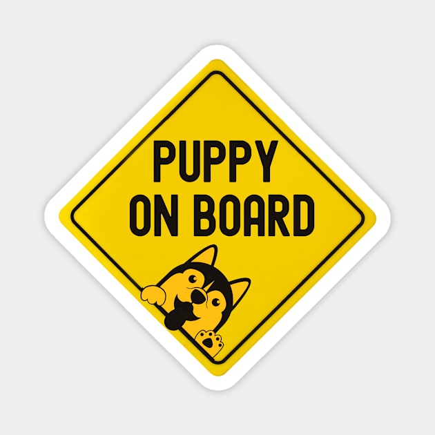 Puppy On Board Bumper Magnet by FTF DESIGNS